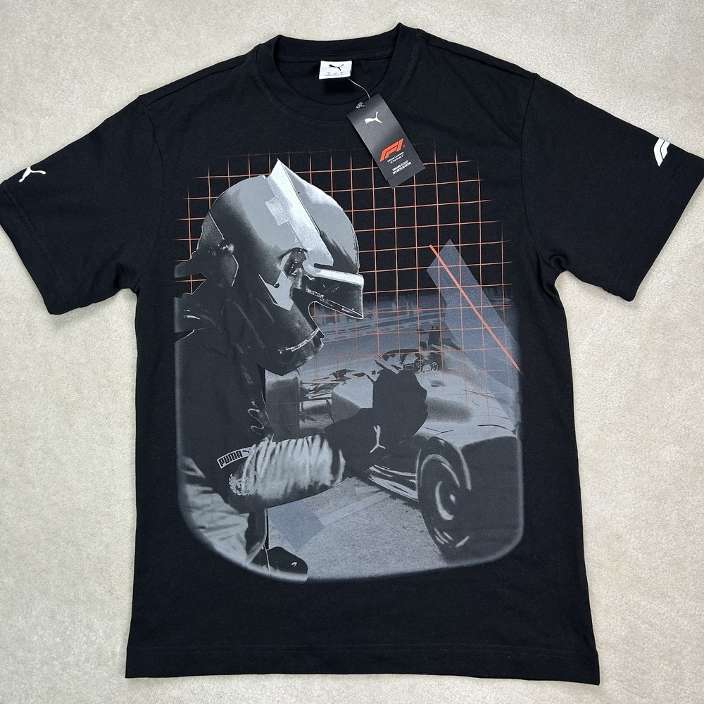 PUMA Formula 1 Helmet Driver Graphic Crew Neck Short Sleeve TShirt Mens Medium